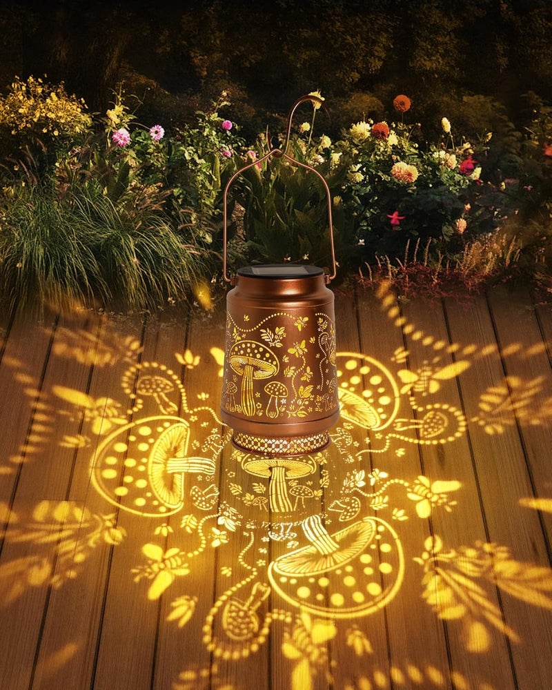 Fussion Mushroom Gifts for Women Mushroom Decor Solar Lantern Birthday Gifts Mothers Day Gifts for Mom Grandma Sister Friend Garden Decor Metal Solar Lights Outside Decor for Backyard Patio Porch Lawn Pathway - Image 3